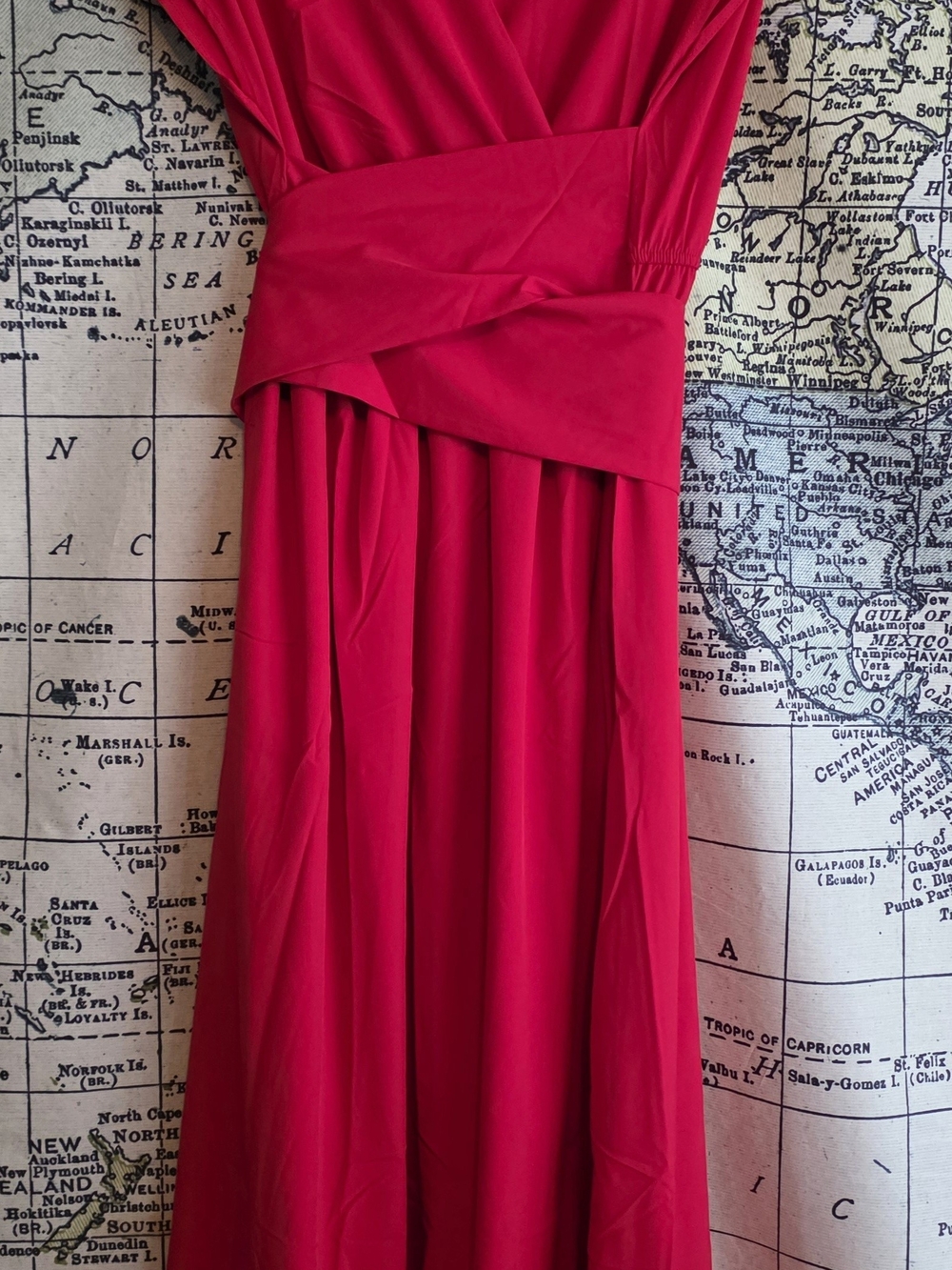 HALARA Red Midi Wrap Dress